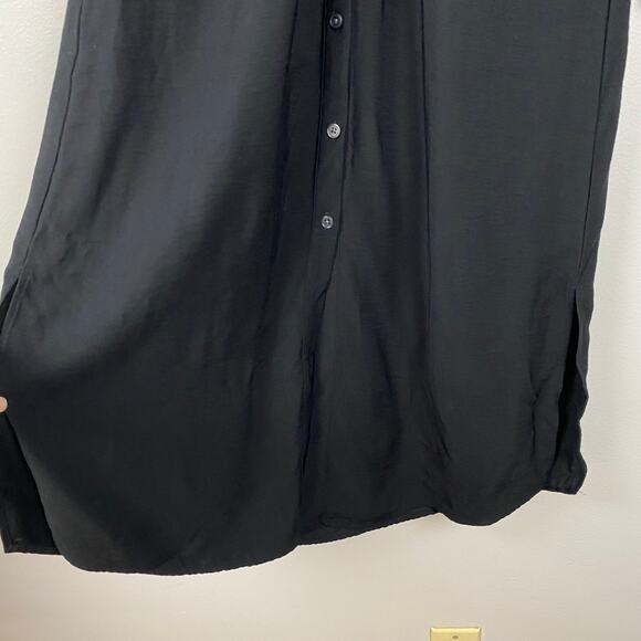 Loft Knot Front Midi Shirtdress Long Sleeve Button Down Tie Front Black Size 2 - Picture 11 of 13